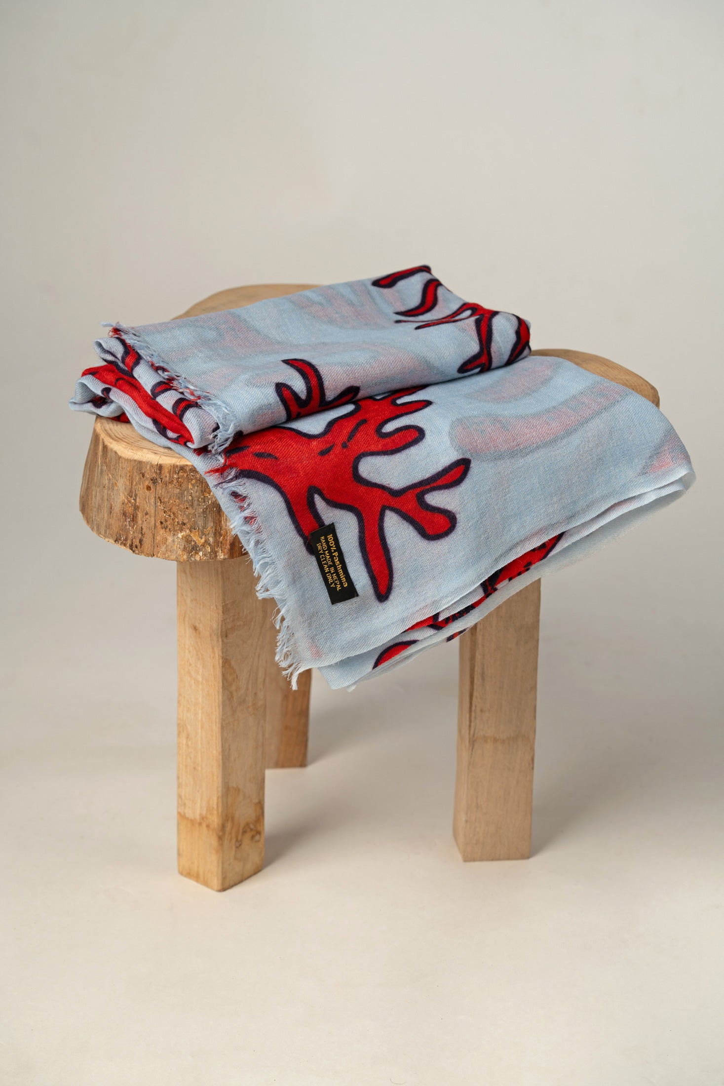 Red Coral Print Pashmina Shawl | Ocean Inspired Elegance