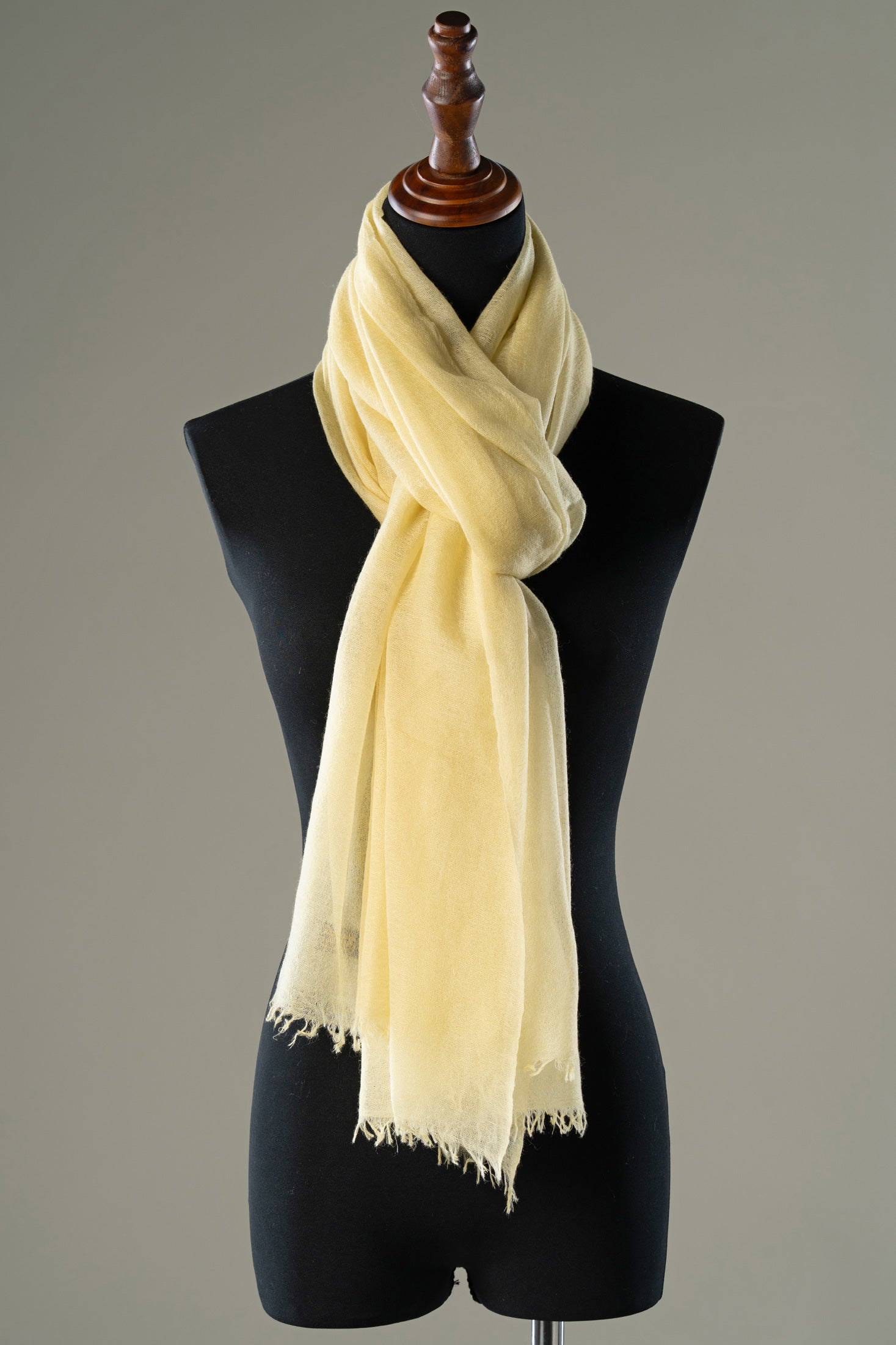 Butter Yellow Mustard Ultra Fine Weave Cashmere Shawl