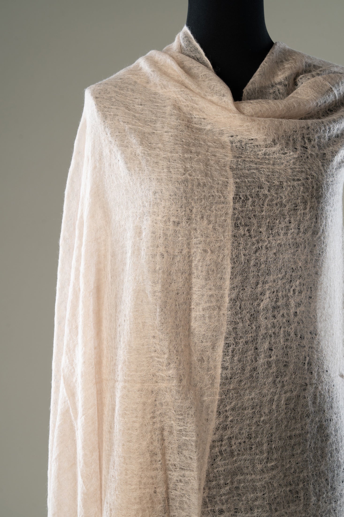 Natural Ivory Warm Beige Shades Pashmina Shawl