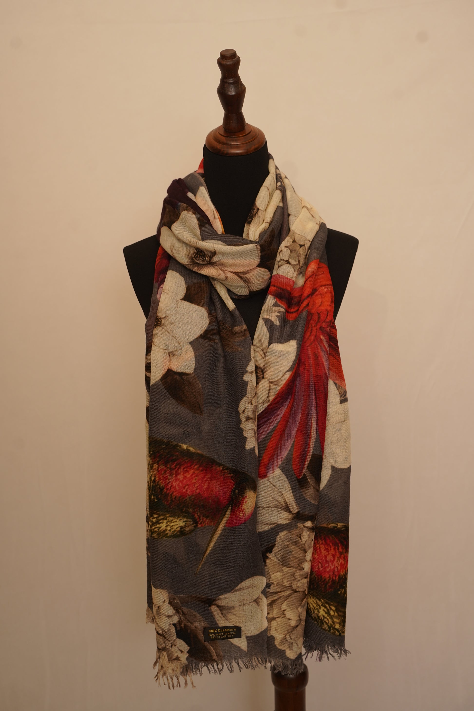 Nature theme cashmere stole