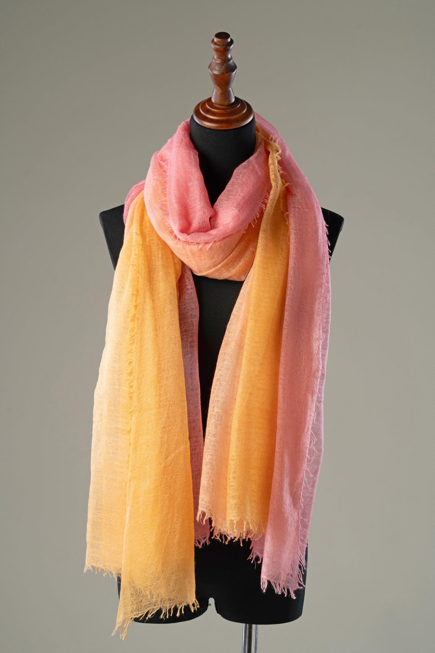Blush Pink Ombre Pure Pashmina Shawl | Luxury Handwoven Wrap
