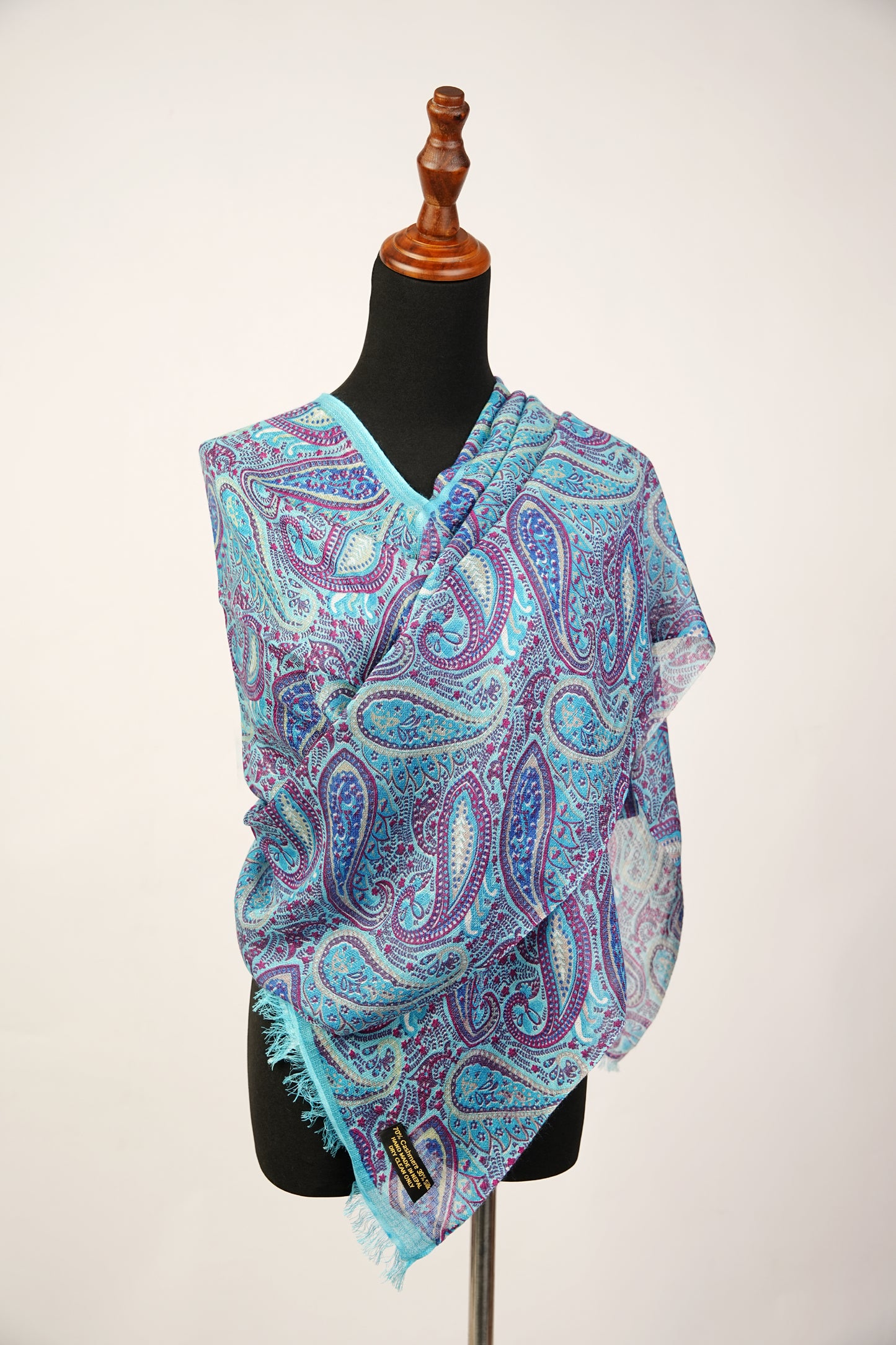 Pashmina Wrap with  Paisley Pattern in  Turquoise color