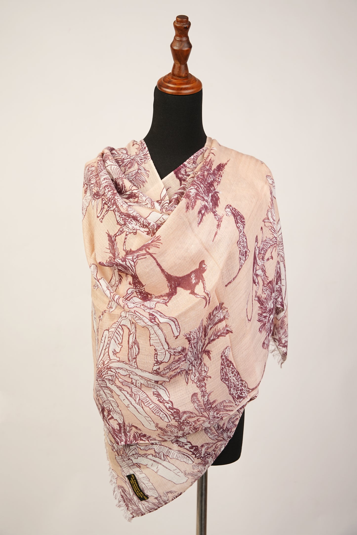 Jungle print Peach Pashmina Shawl