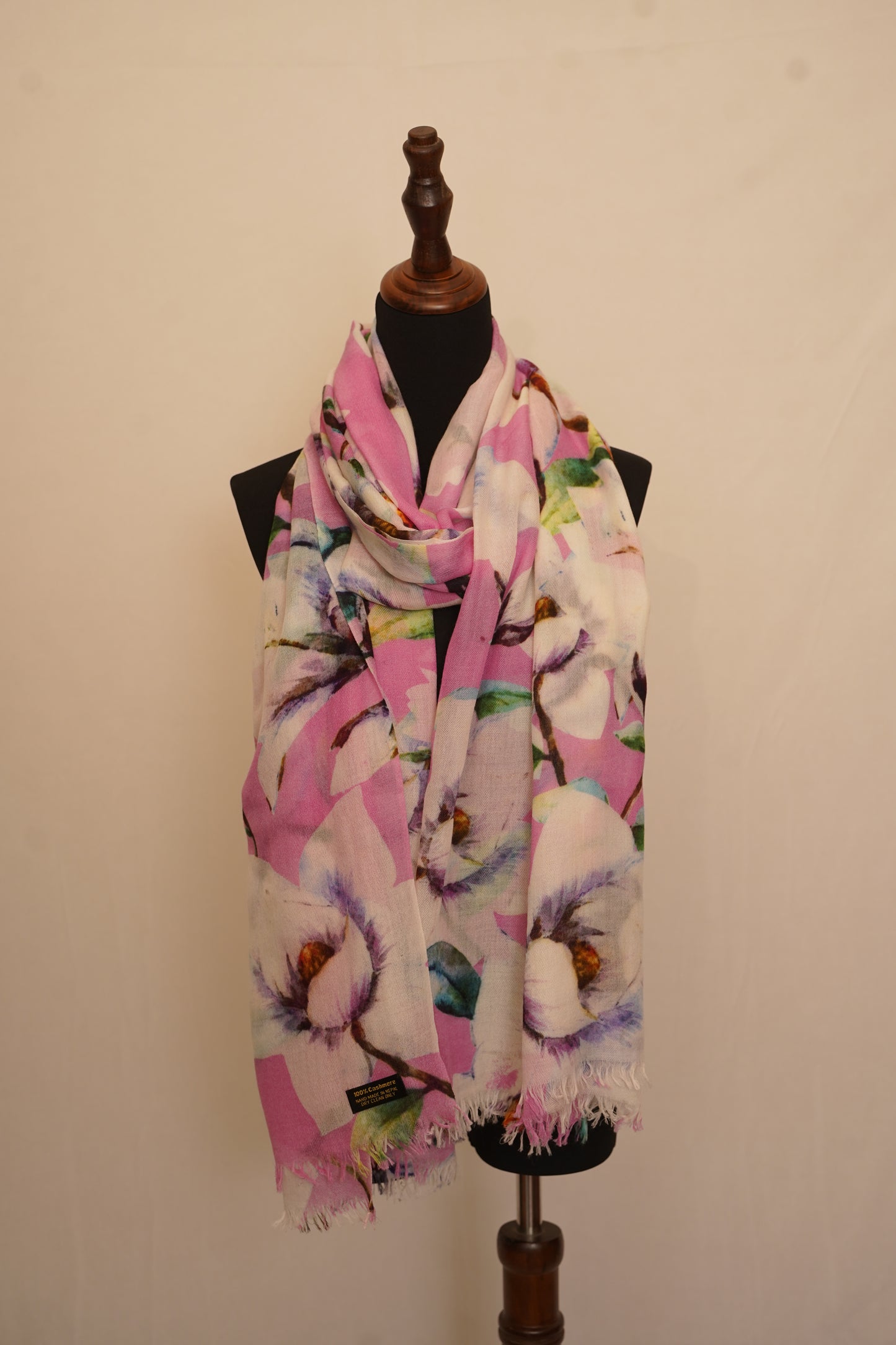 Pink floral Pashmina stole