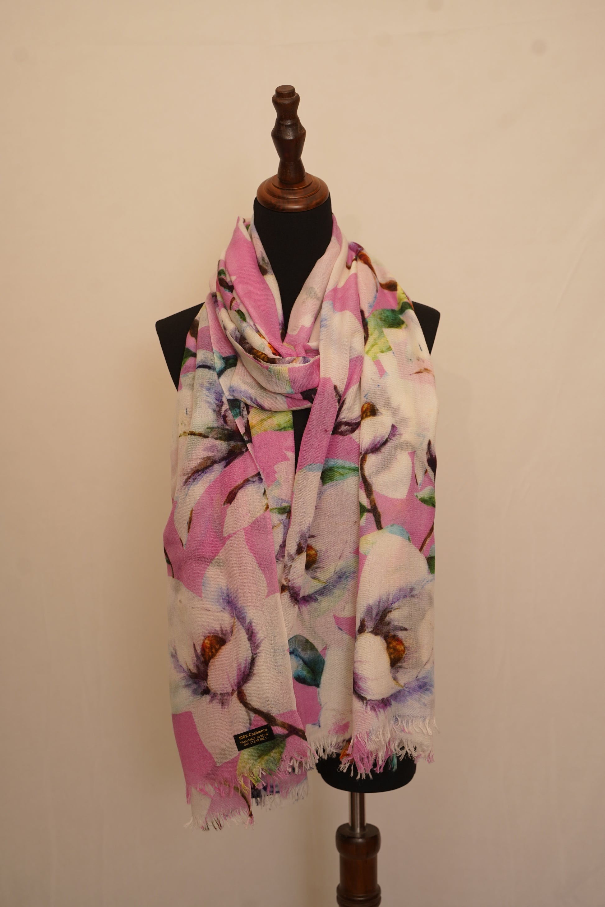 Pink floral Pashmina stole