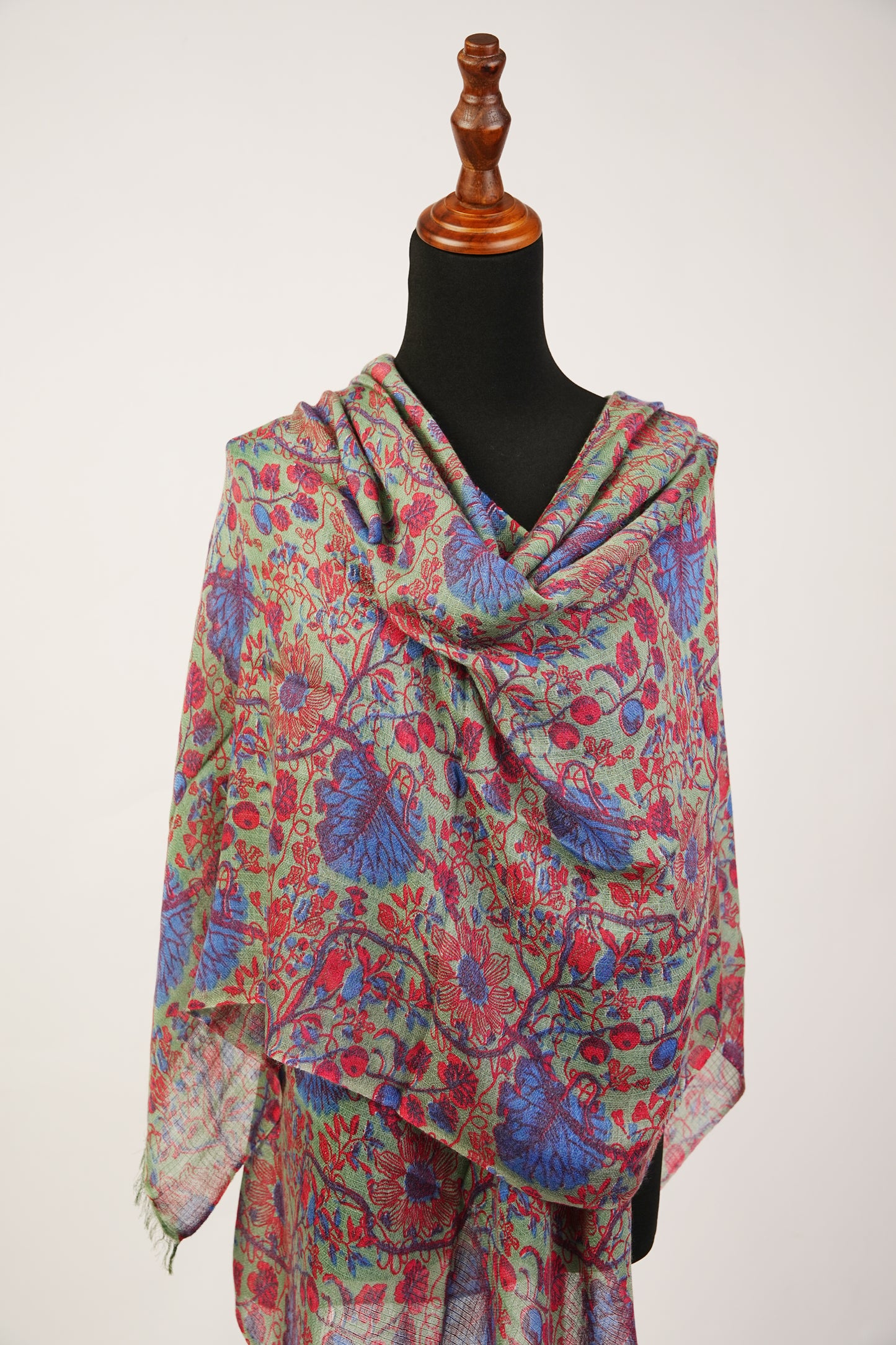 70% Pashmina and 30% Silk Combination multi coloured Shawl with Floral Print