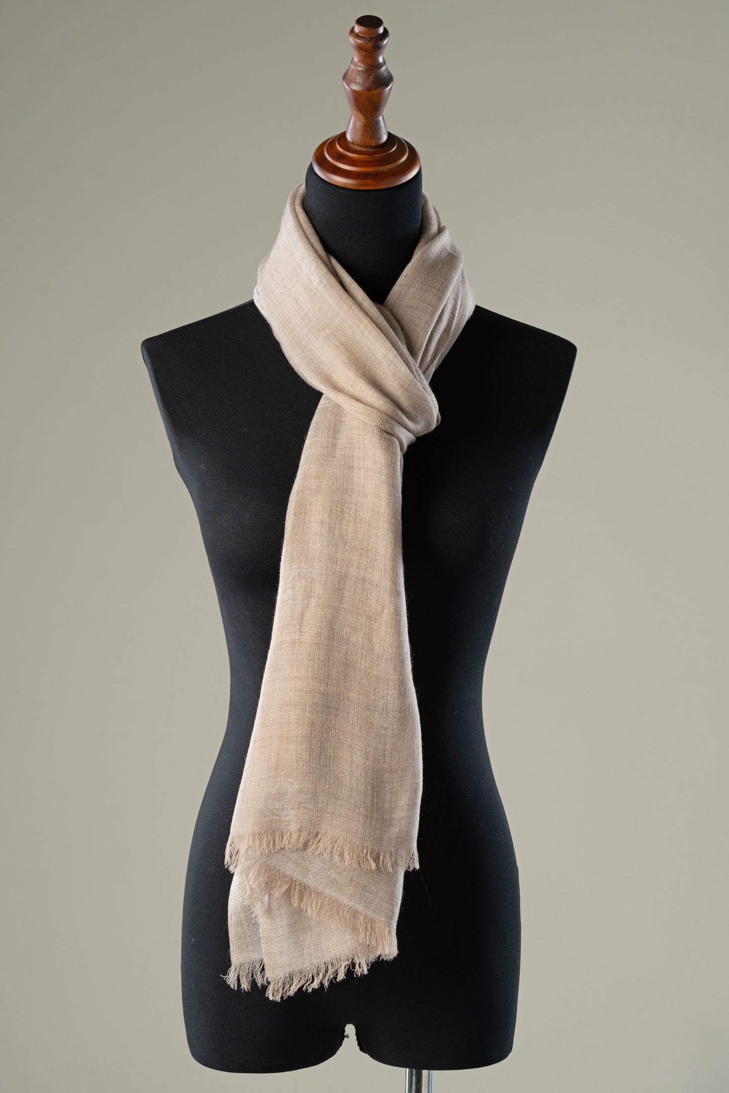 Natural Beige Pure Pashmina Shawl | Luxury Handwoven Cashmere Wrap
