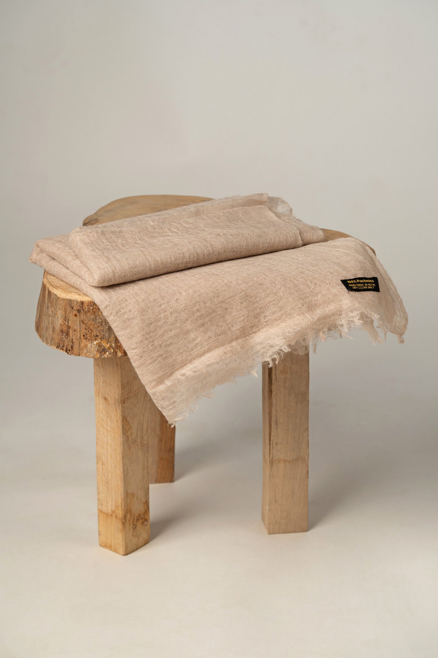 Natural Ivory Warm Beige Shades Pashmina Shawl