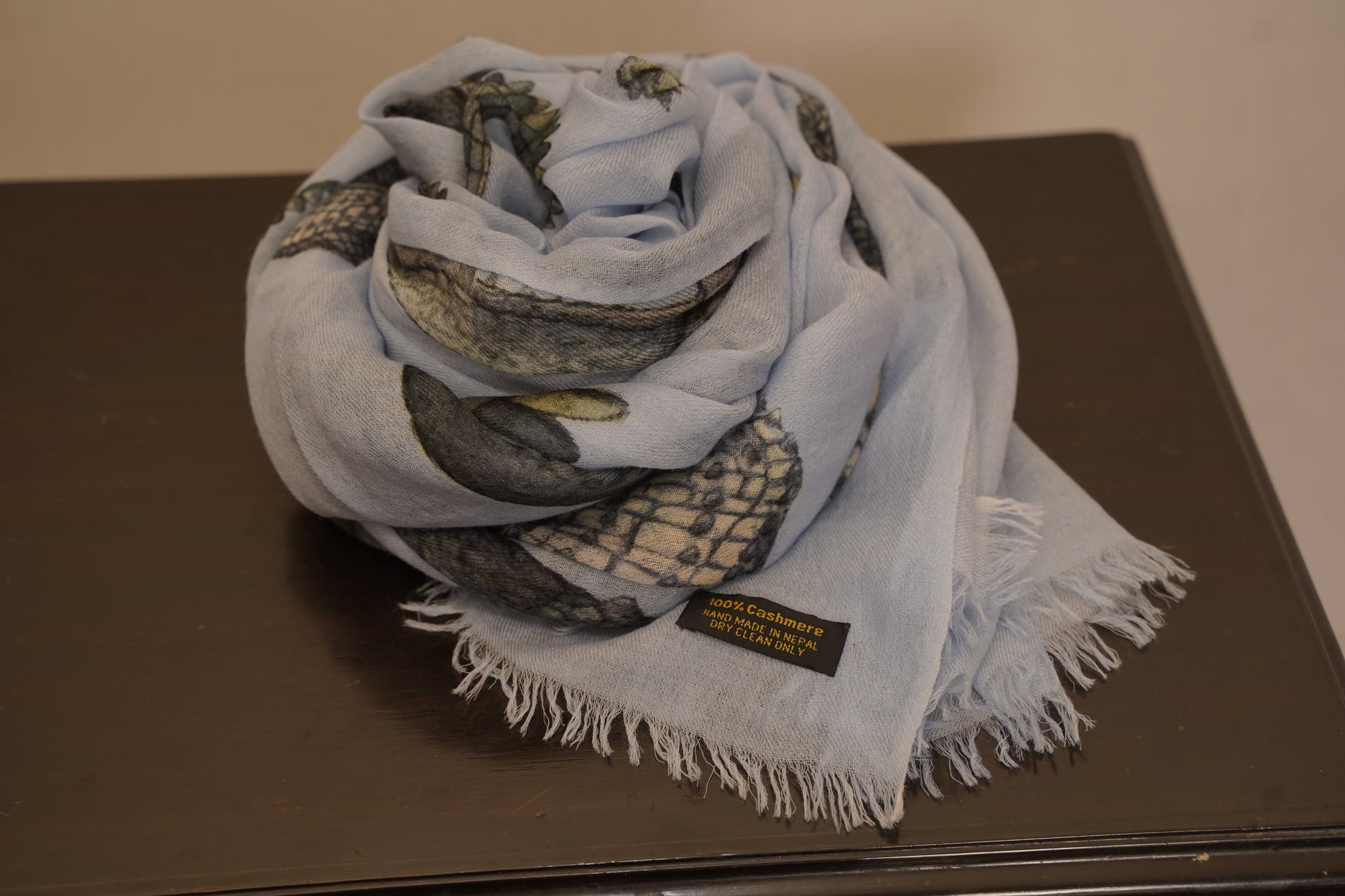 Cashmere Stole with unique crocodile print 
