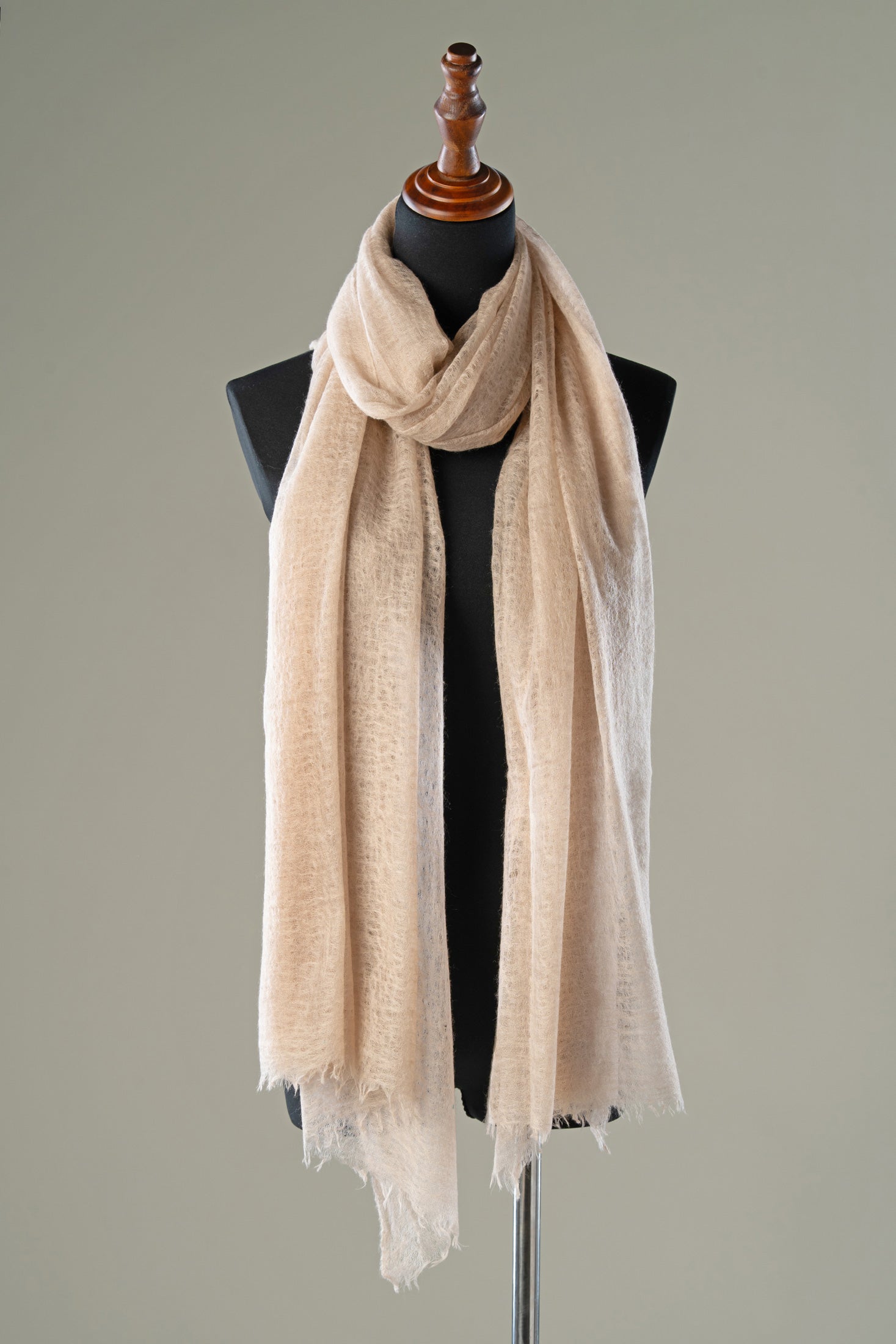 Natural Ivory Warm Beige Shades Pashmina Shawl