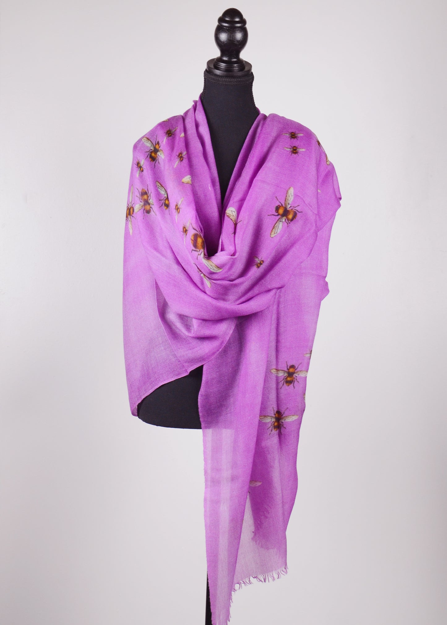 Purple Bee Prints Cashmere Wrap