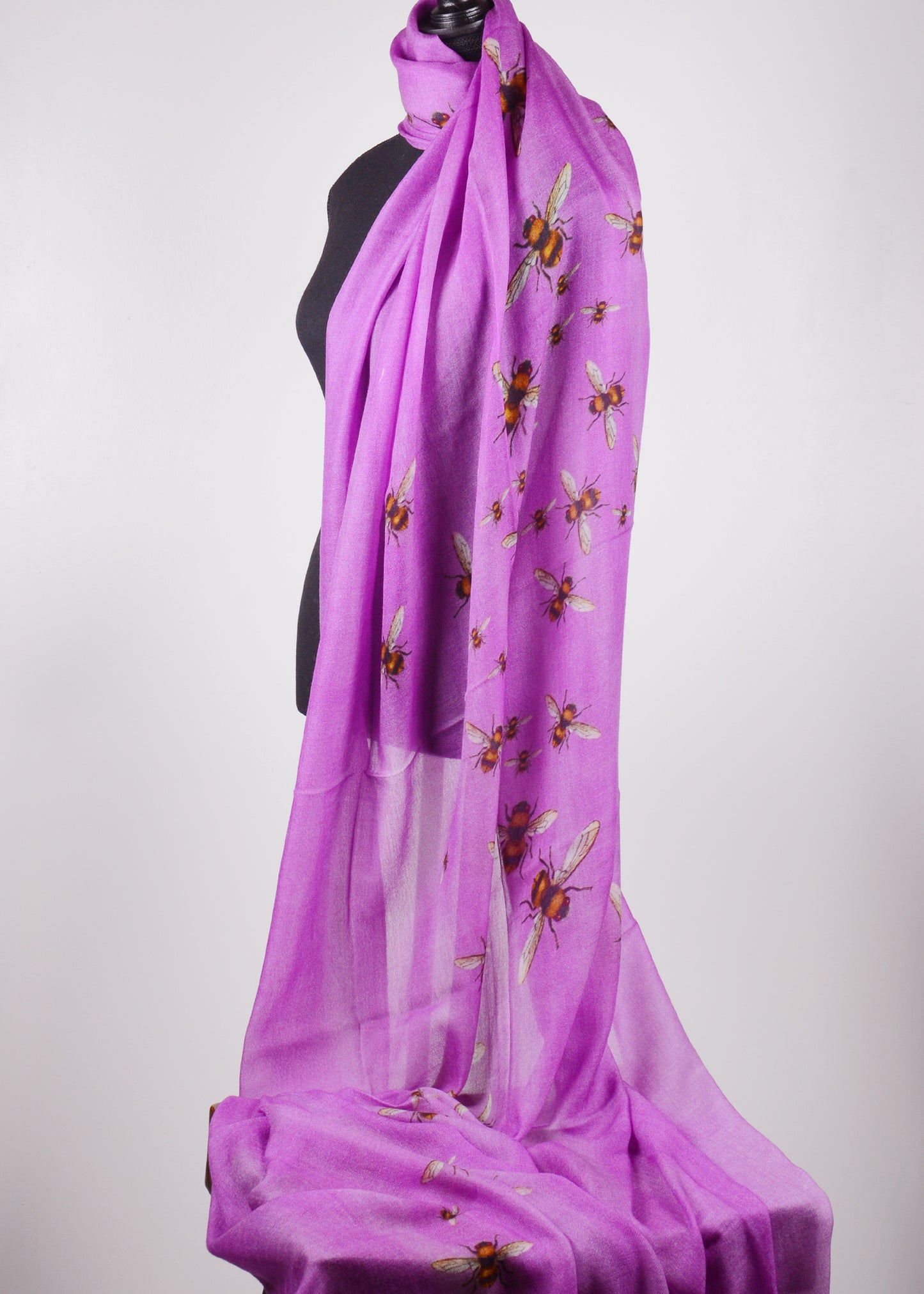 Purple Bee Prints Cashmere Wrap