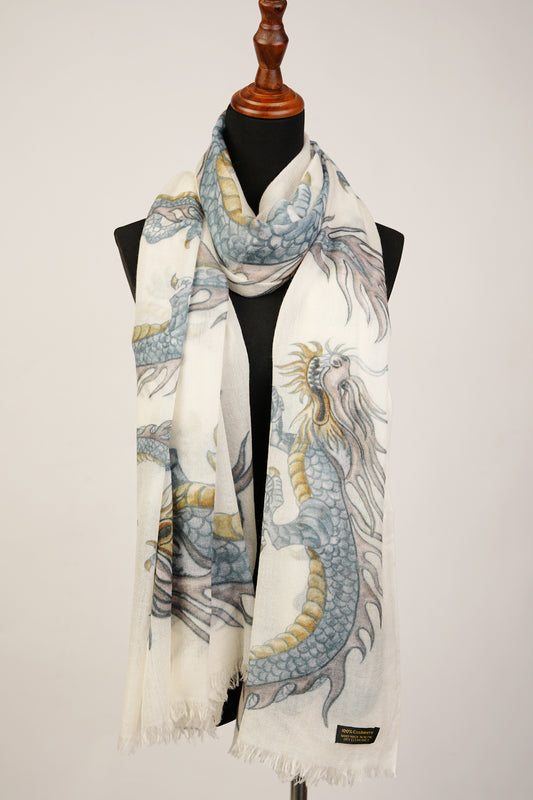 Dragon print pashmina wrap or shawl is an ideal combination of design and warmth