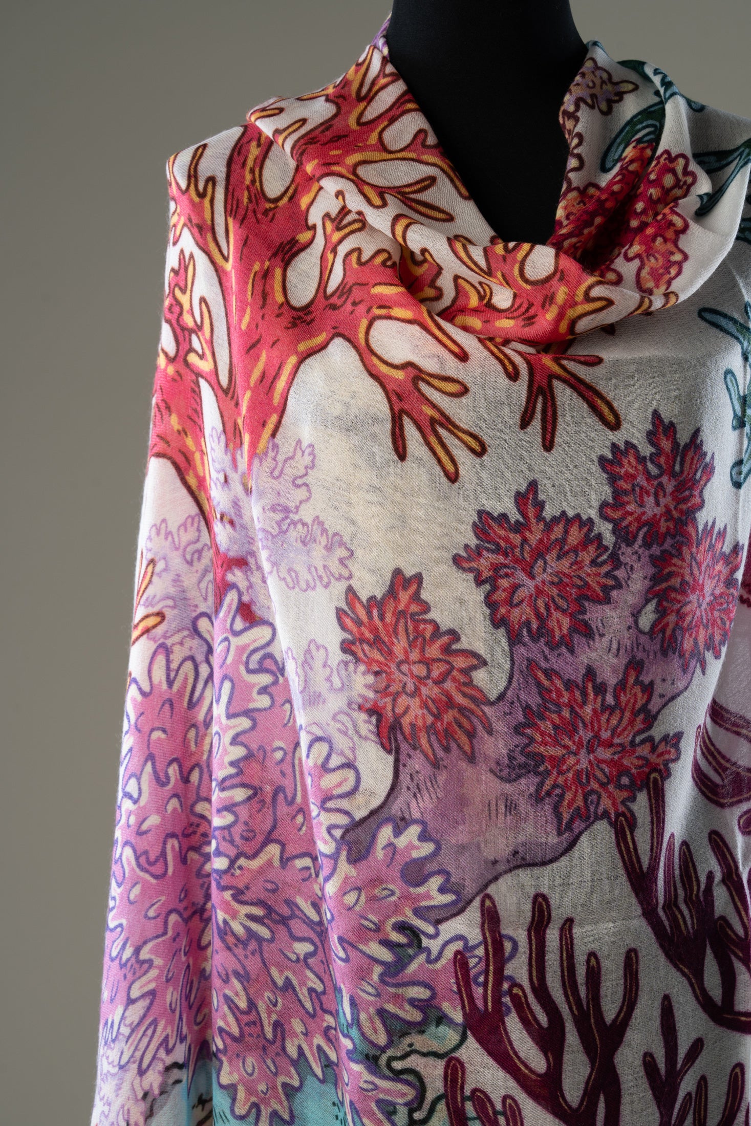 Coral Reef Print Cashmere Shawl