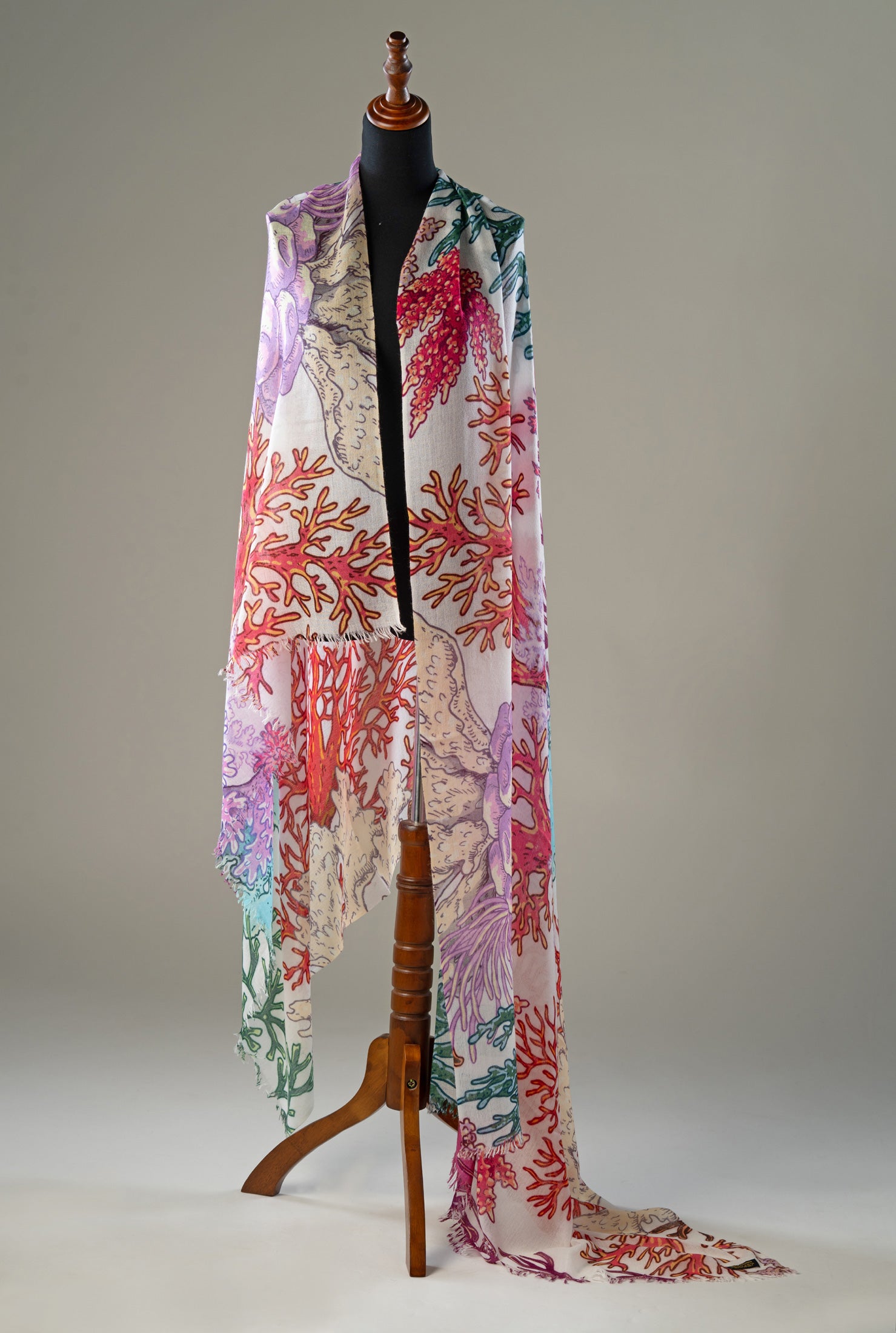 Coral Reef Print Cashmere Shawl