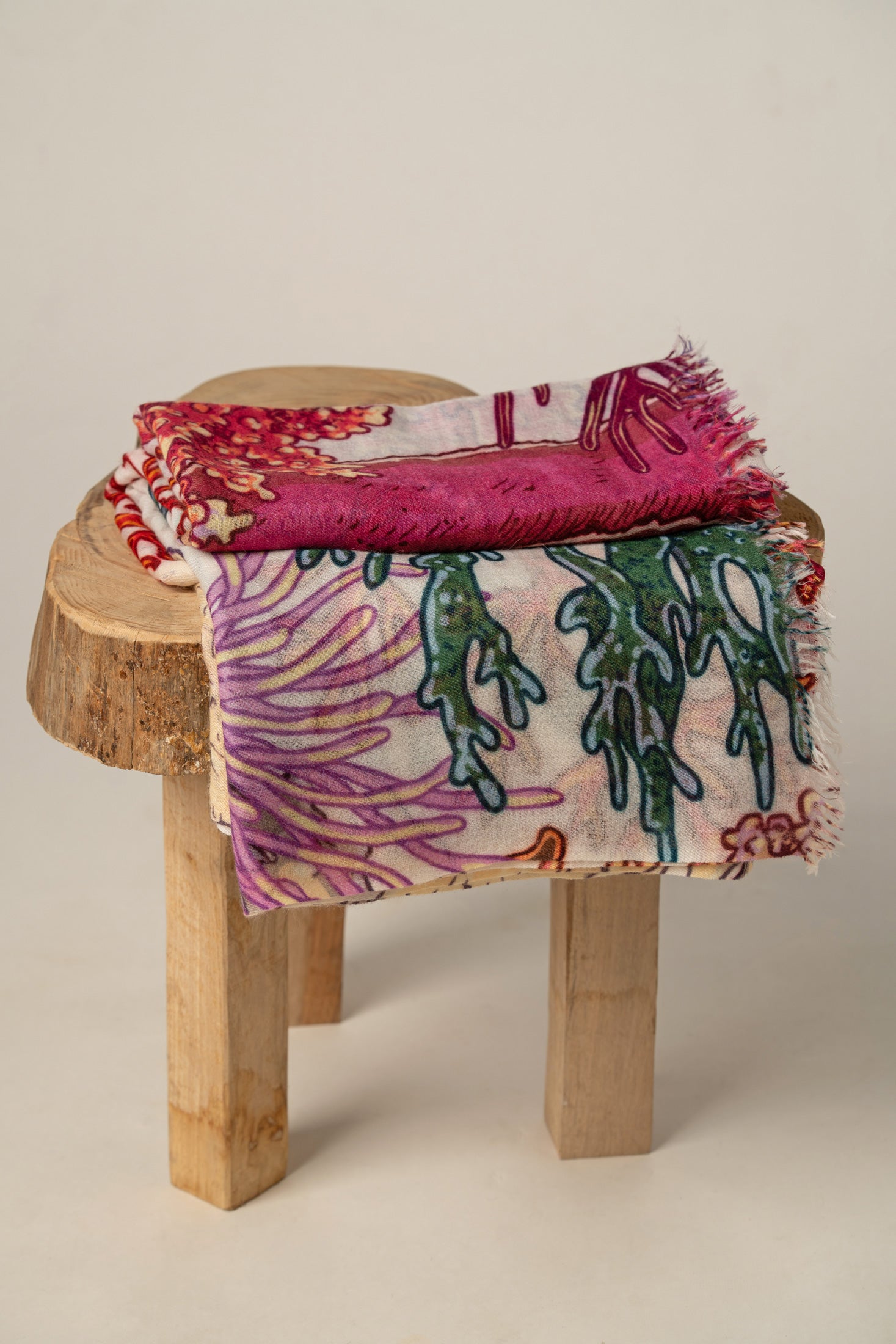 Coral Reef Print Cashmere Shawl