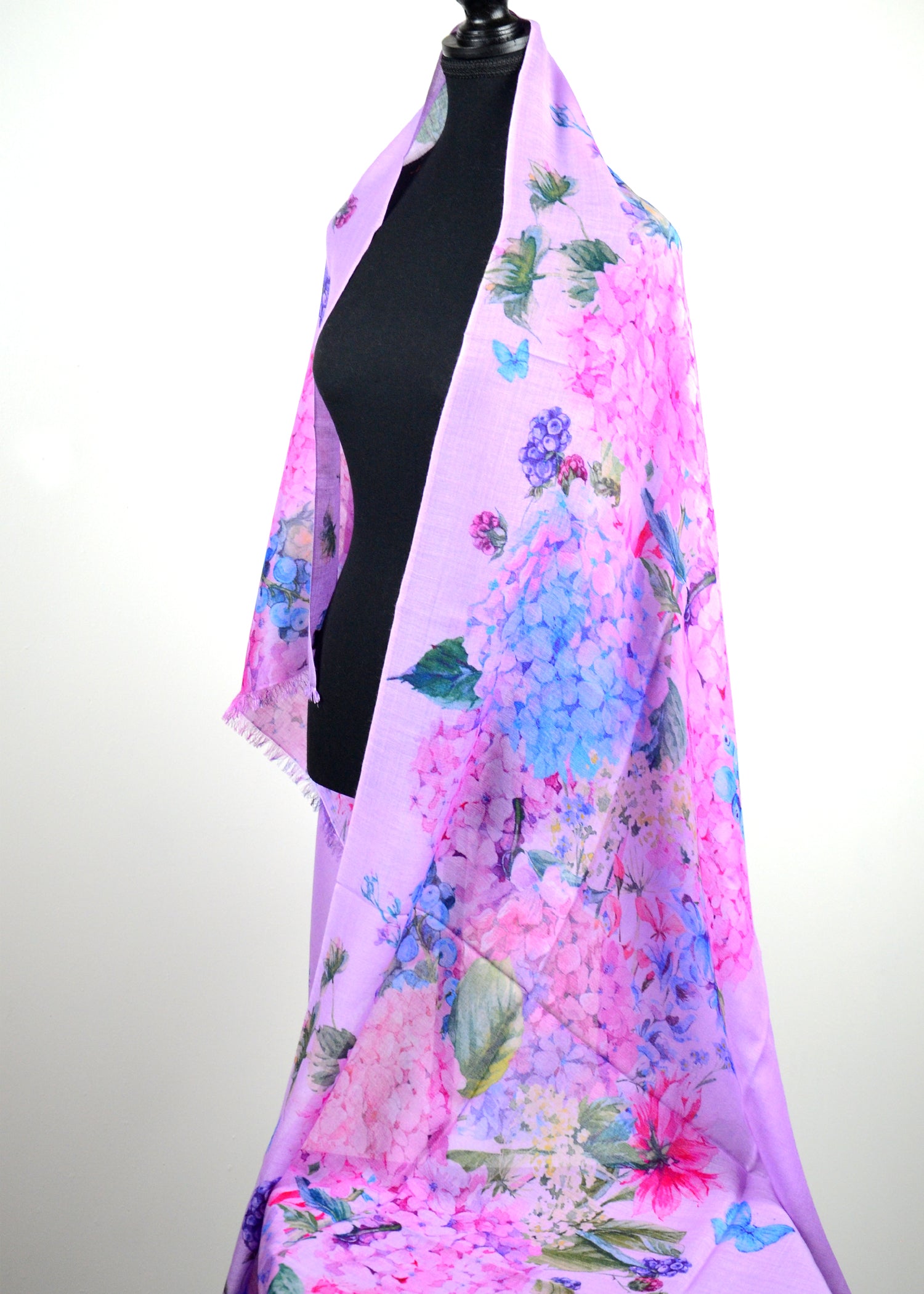 Purple floral printed pashmina stole