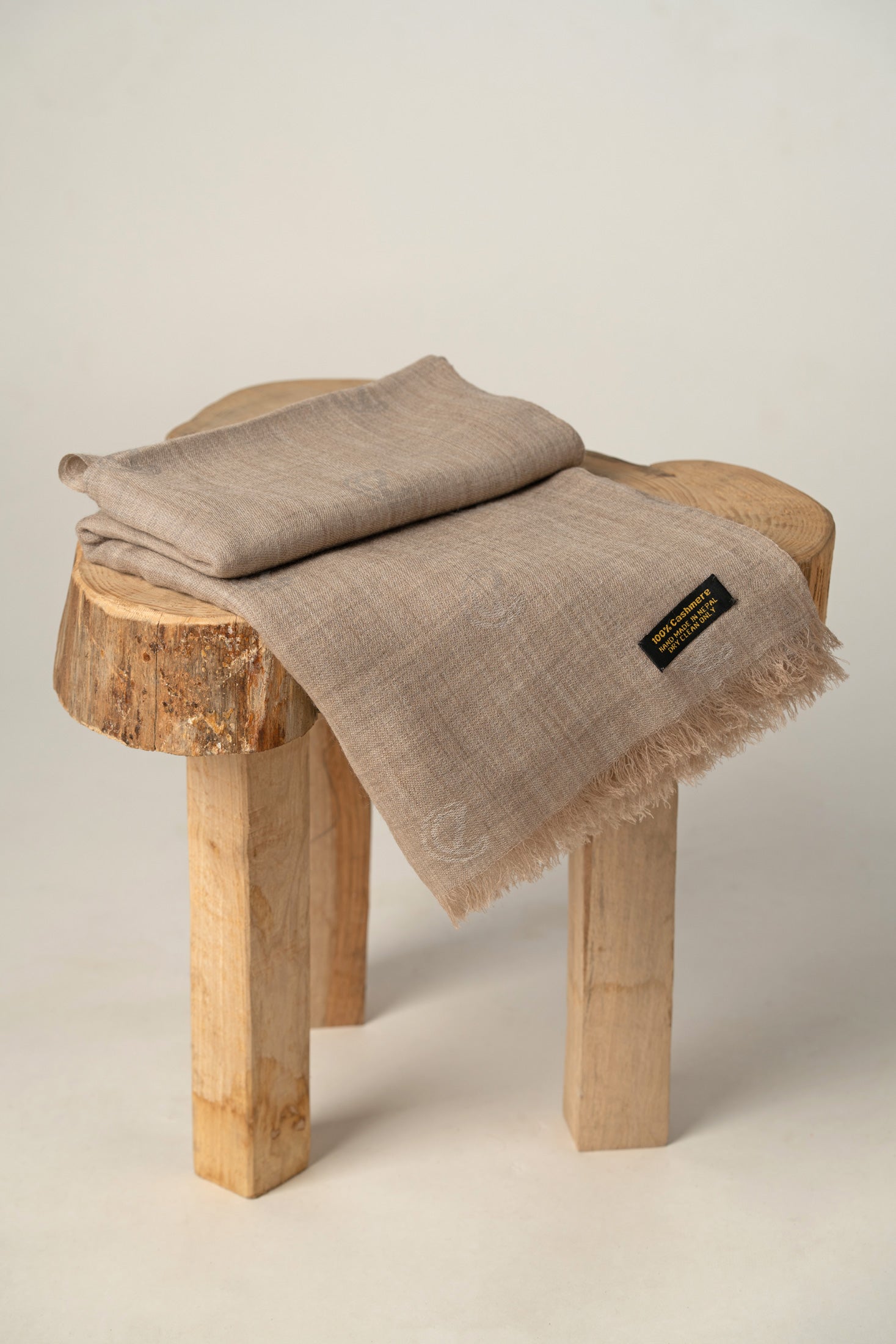 Natural Beige Pure Pashmina Shawl | Luxury Handwoven Cashmere Wrap