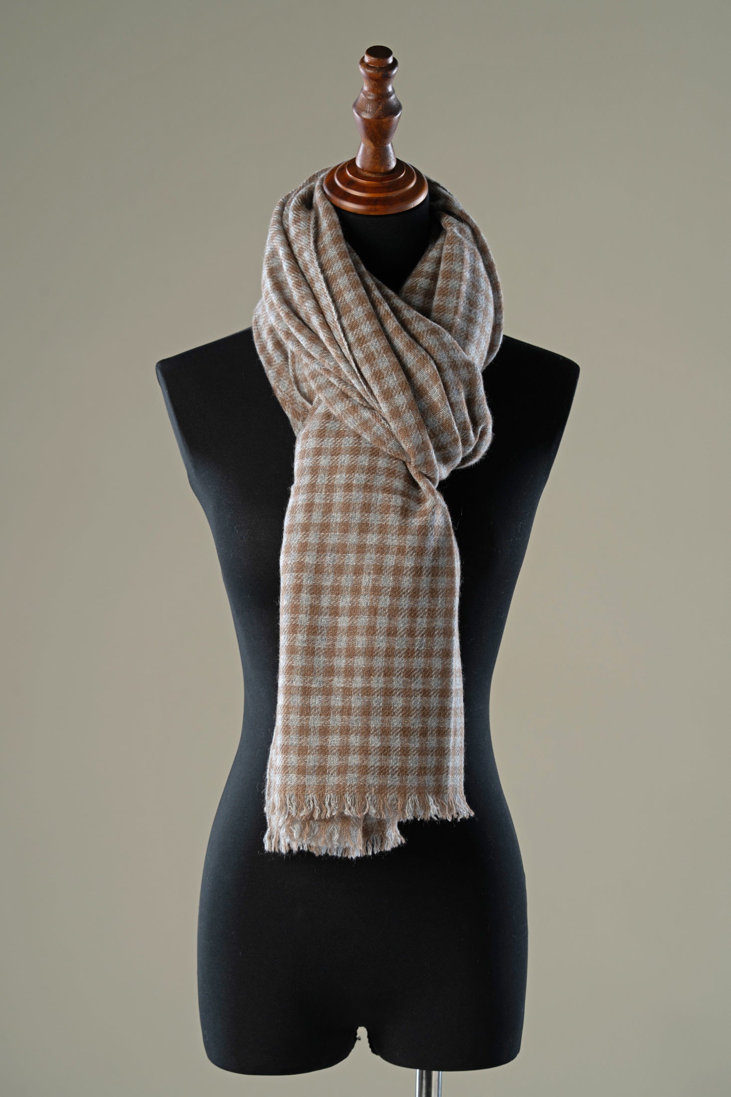 Beige Houndstooth Cashmere Wrap | Luxury Shawl Women