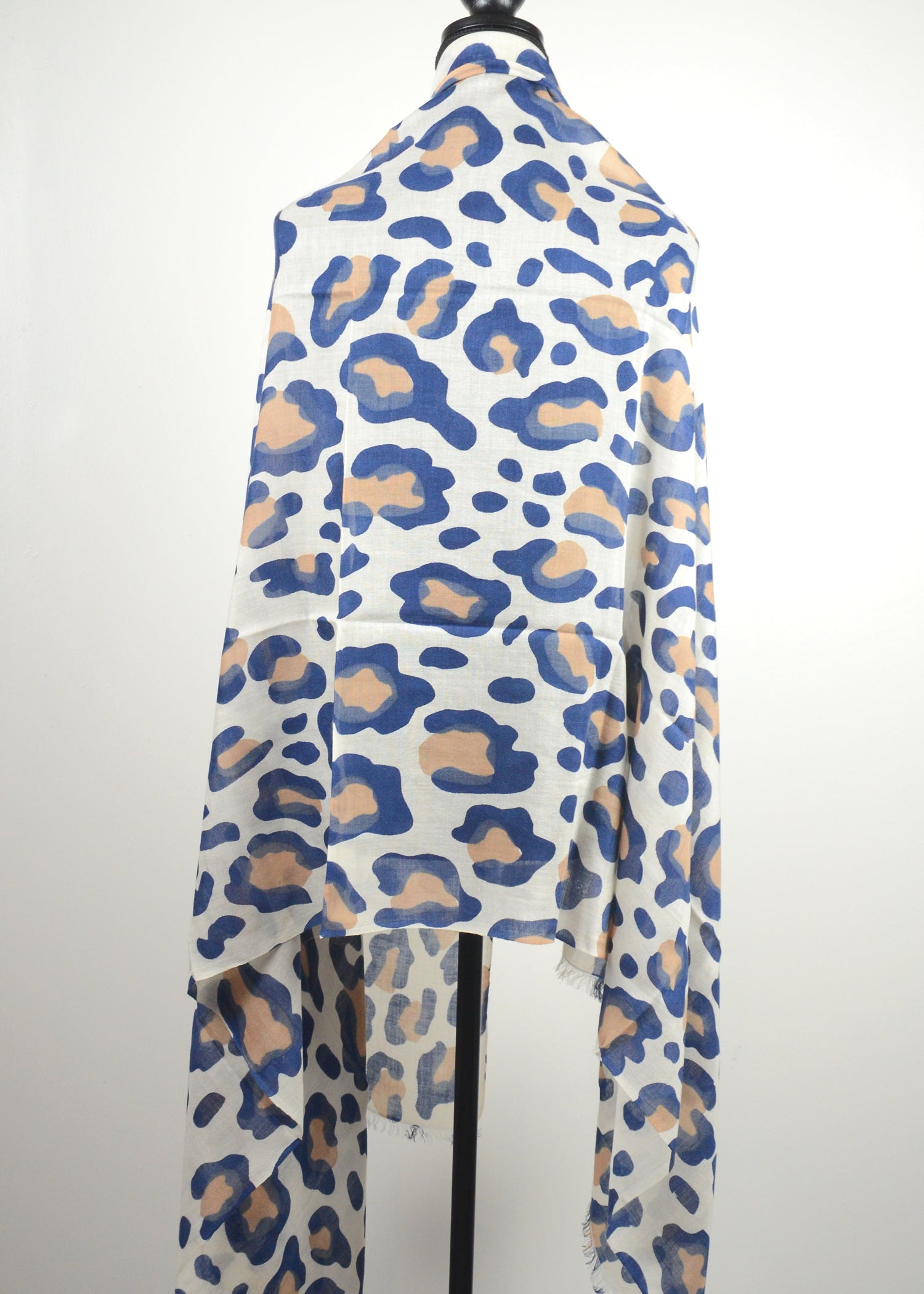 cream cashmere scarf in leopard pattern 
