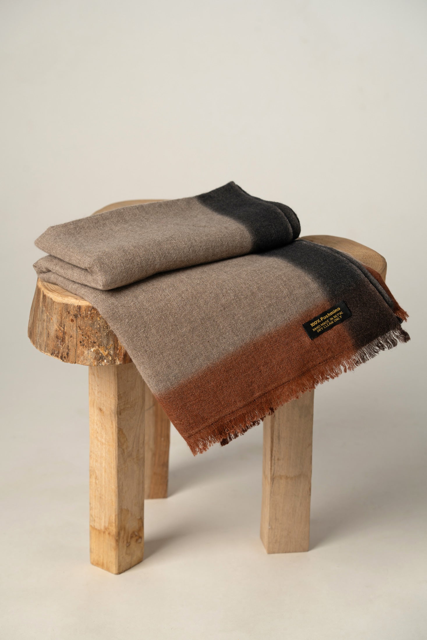 Natural Light Brown Pure Pashmina Shawl | Luxury Handwoven Cashmere Wrap