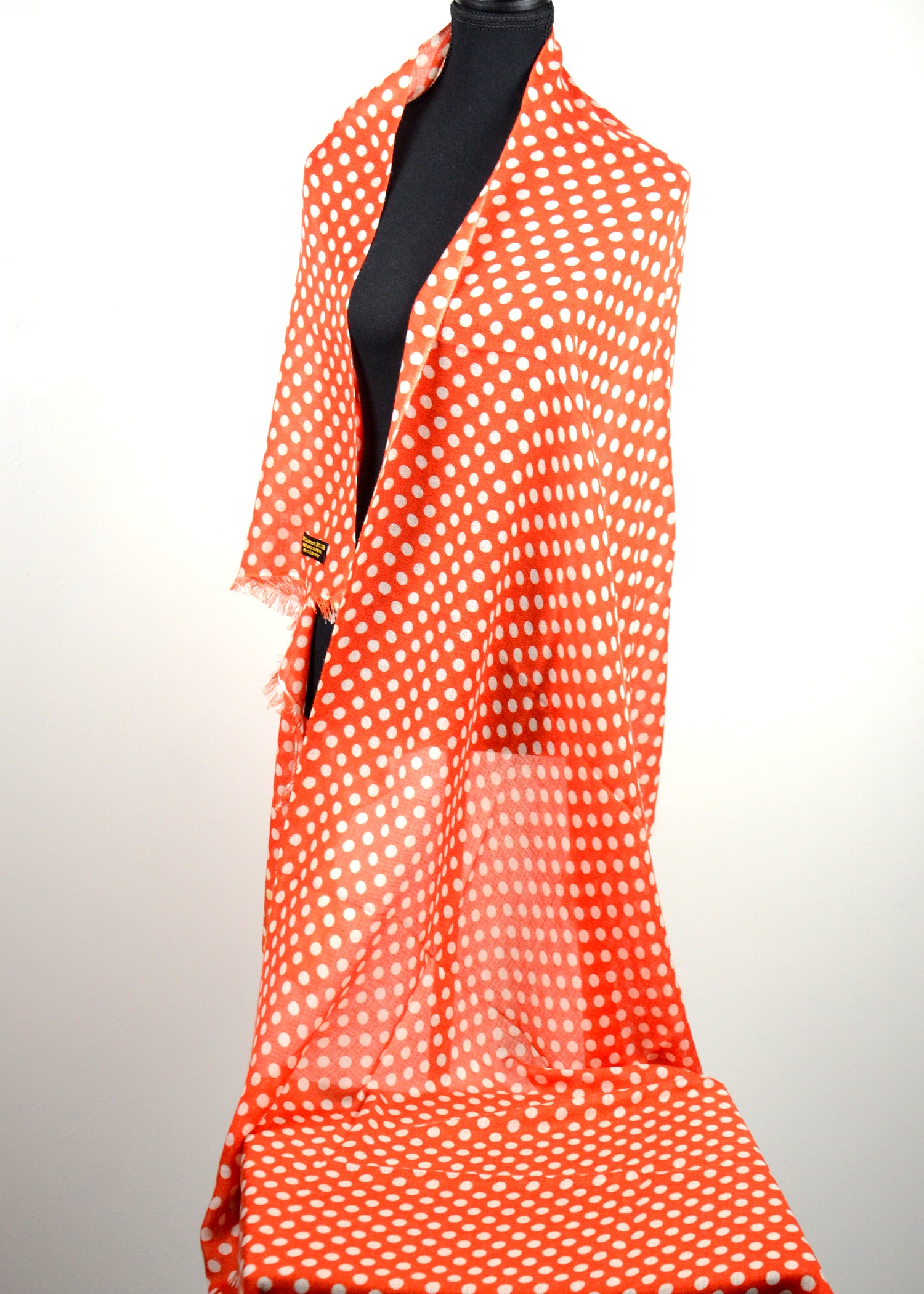 Polka dots  printed in Orange Cashmere Scarf