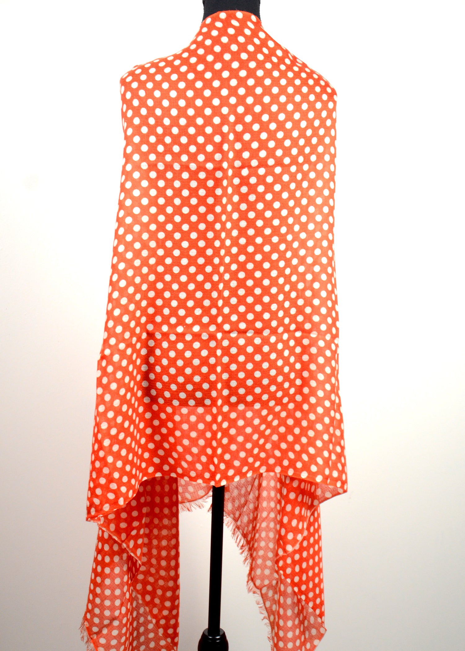 Polka dots  printed in Orange Cashmere Scarf