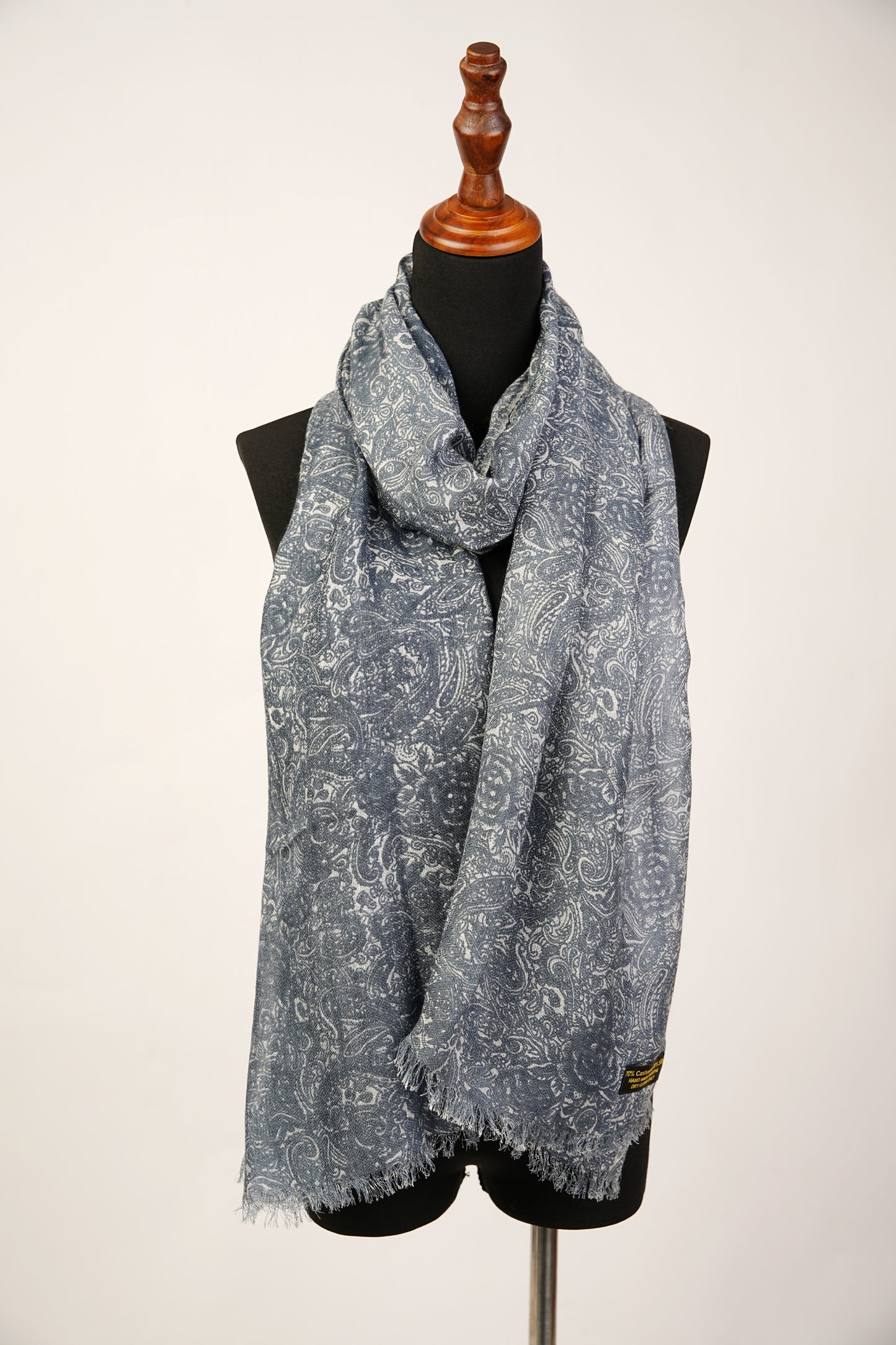 Gray Paisley Pashmina Silk Shawl