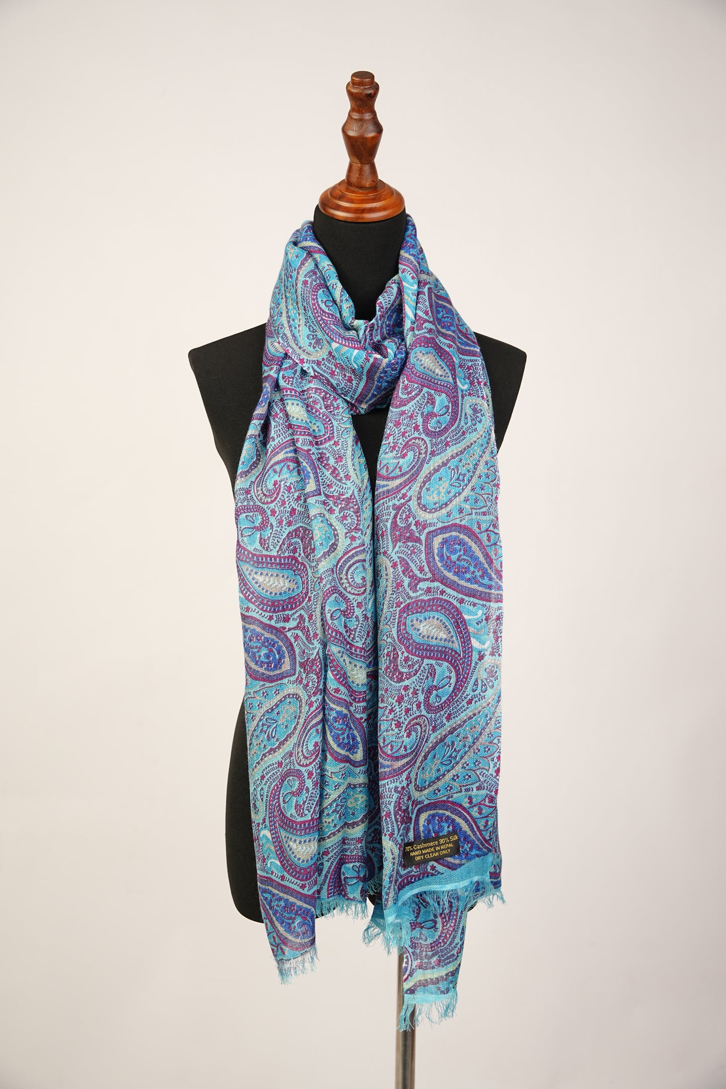 Pashmina Wrap with  Paisley Pattern in  Turquoise color