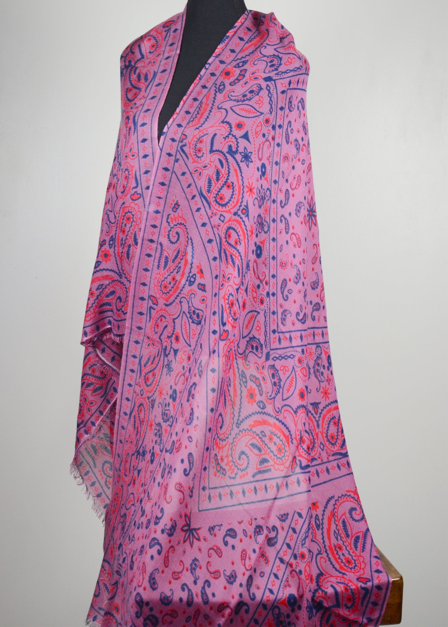 purple-red-blue cashmere shawl 