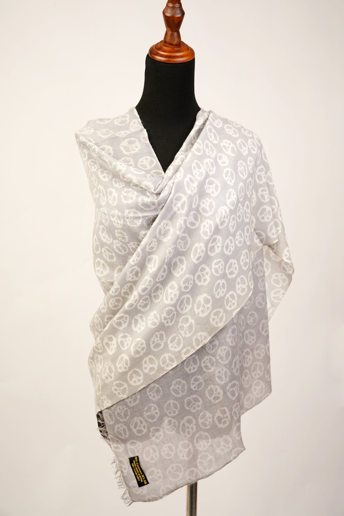 Cashmere Shawl with Peace Sign Print