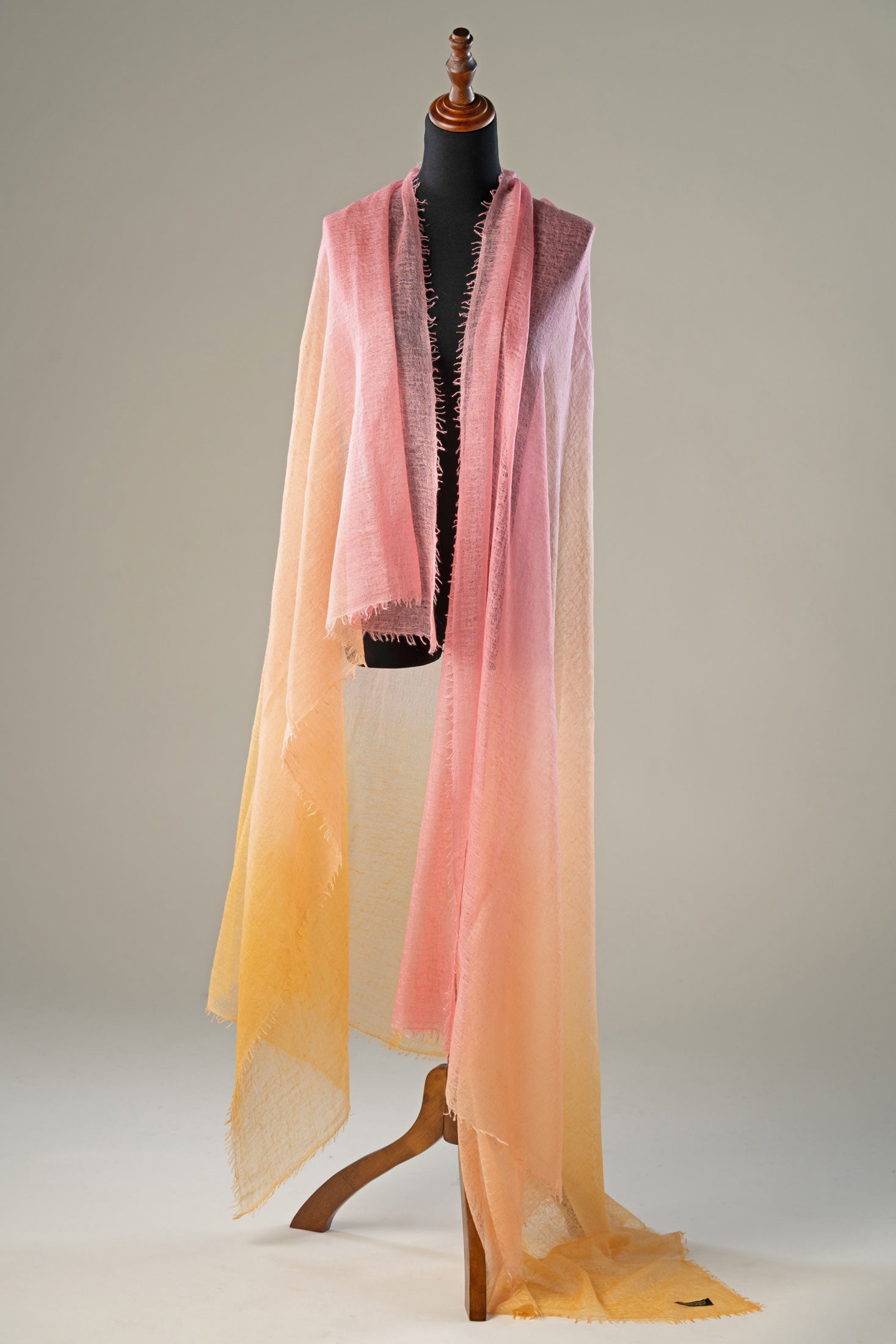 Blush Pink Ombre Pure Pashmina Shawl | Luxury Handwoven Wrap