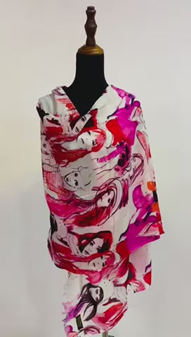 Face print cashmere pashmina shawl