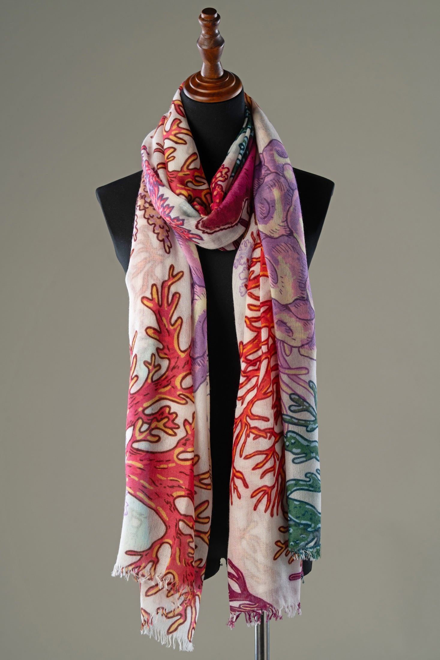 Coral Reef Print Cashmere Shawl
