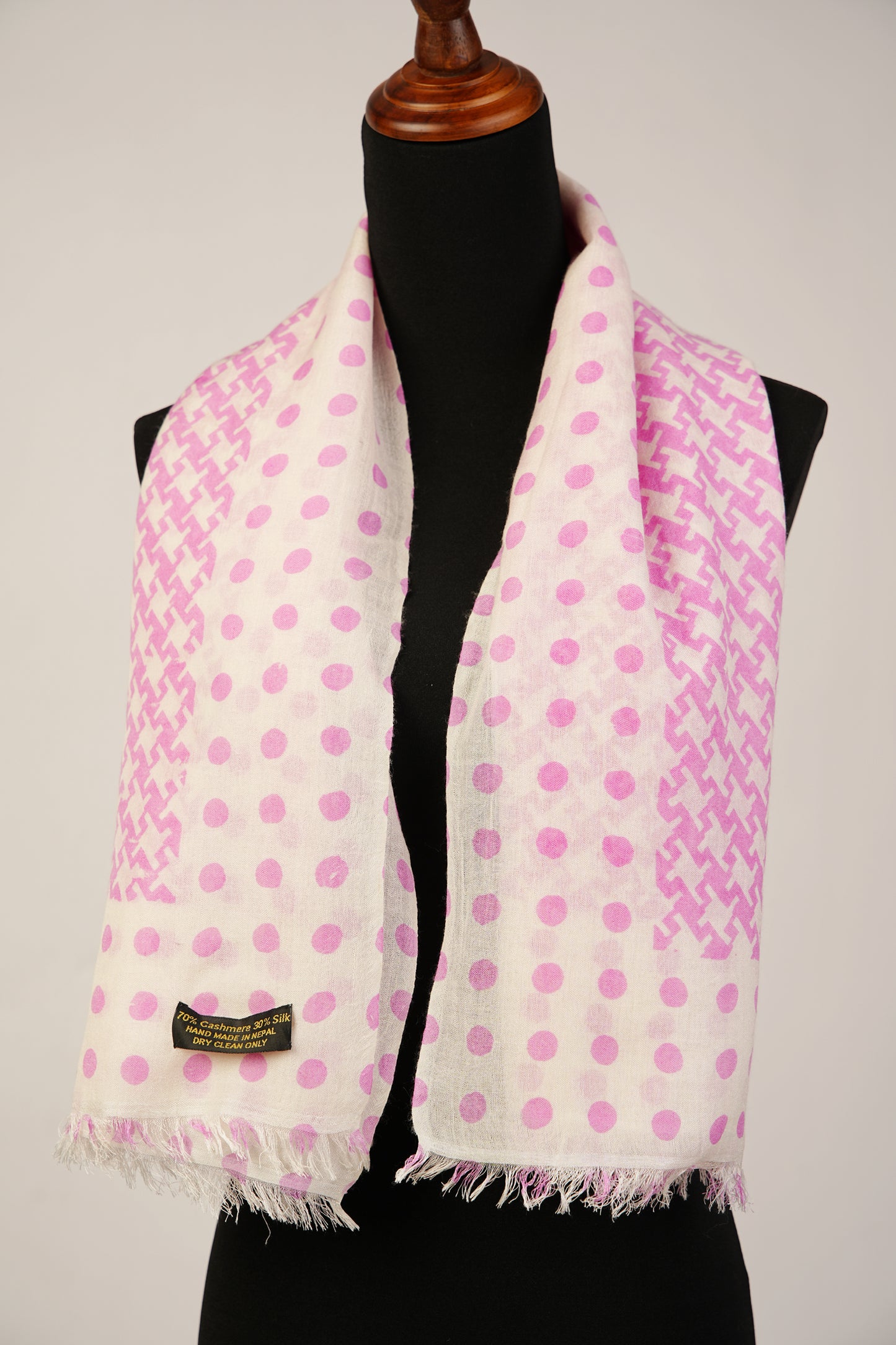 Baby Pink Pashmina Shawl in  Square Check Shape Print