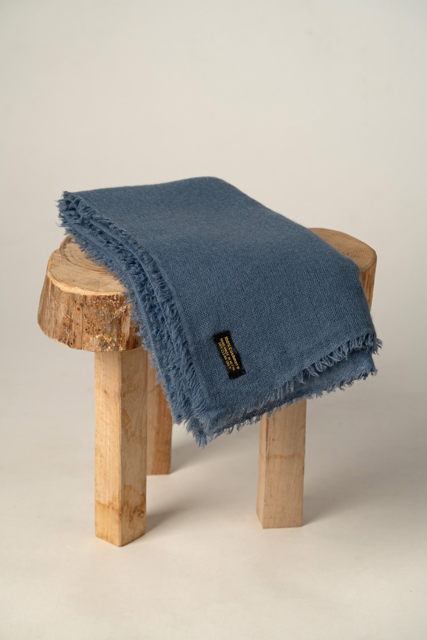 Dusty Blue Pure Pashmina Shawl | Luxury Handmade Cashmere Wrap