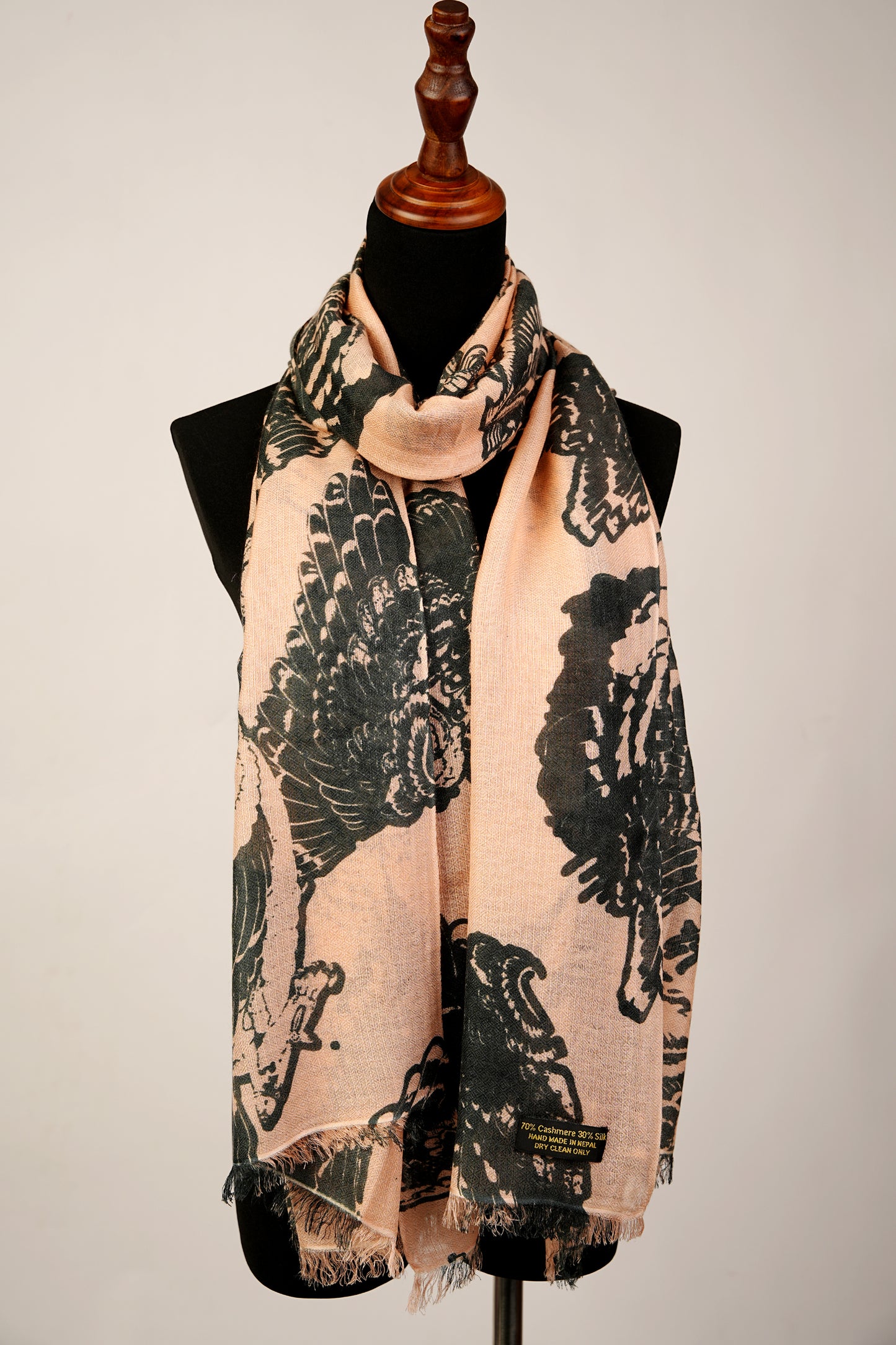 Cream and Gray  Printed Pashmina Shawl Wrap Stole Scarf